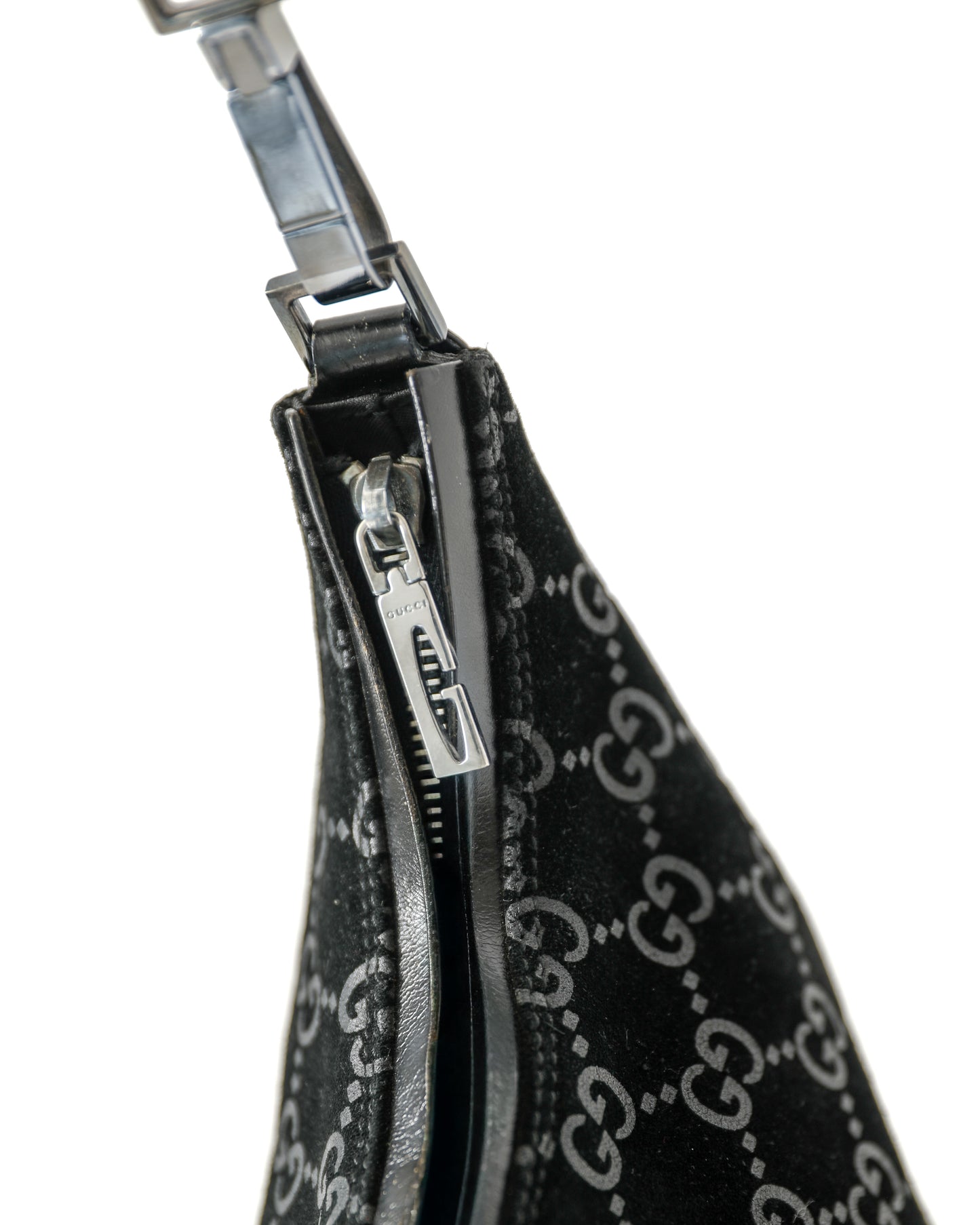 Gucci Monogram Suede Hook Bag