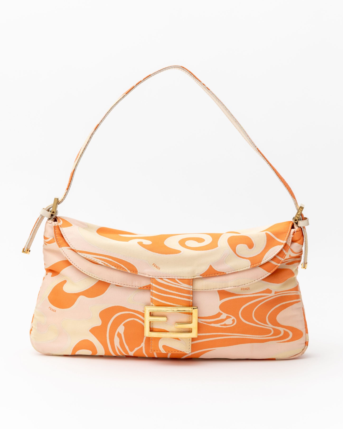 Fendi Orange Swirl Psychedelic Silk Baguette