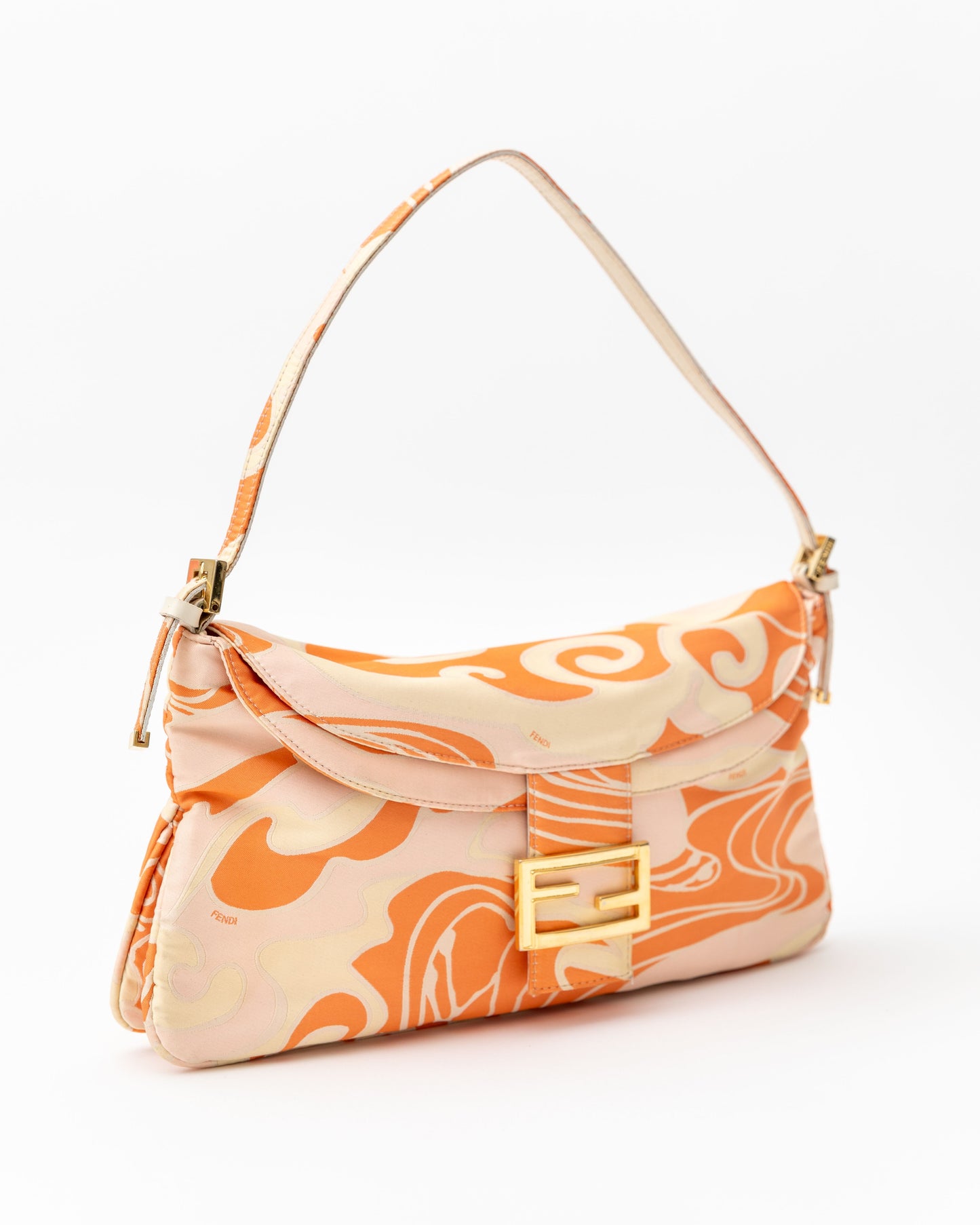 Fendi Orange Swirl Psychedelic Silk Baguette