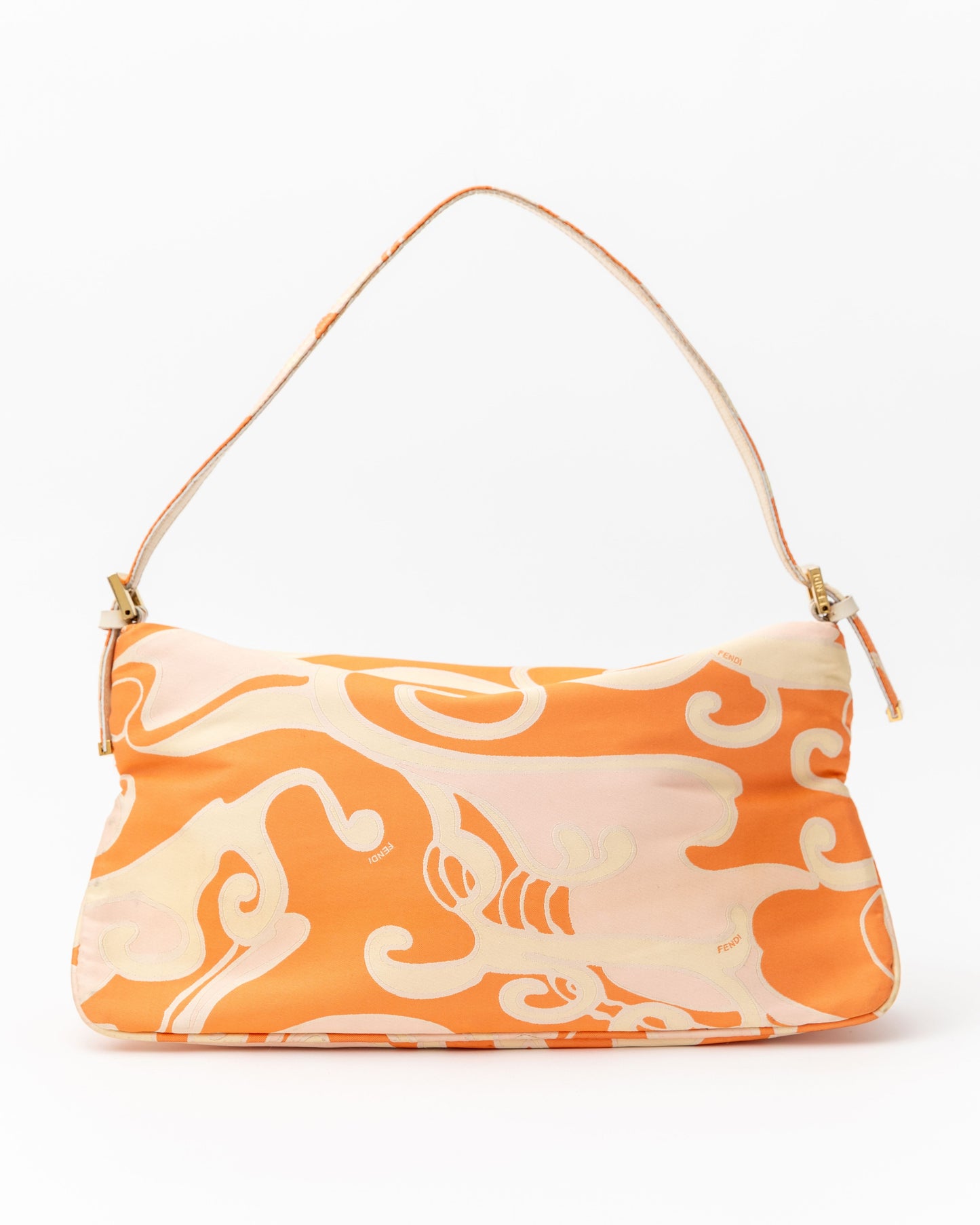 Fendi Orange Swirl Psychedelic Silk Baguette