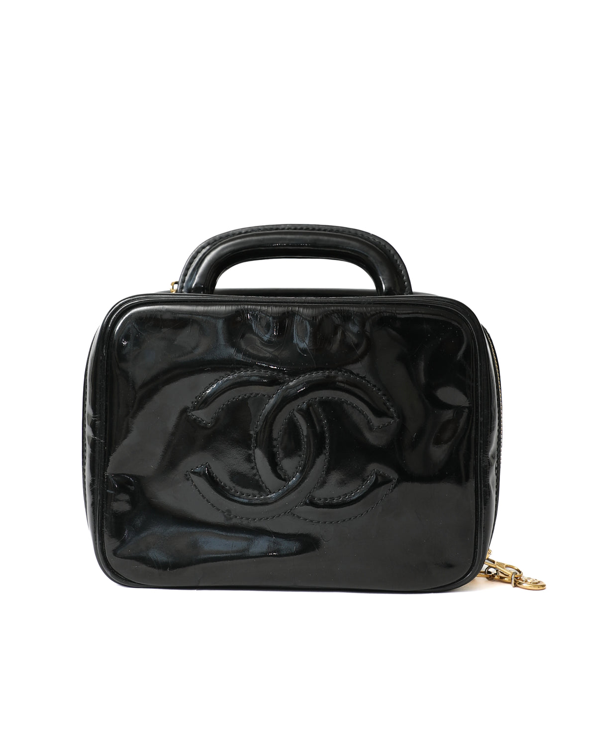 Chanel CC Black Patent Leather Vanity Bag