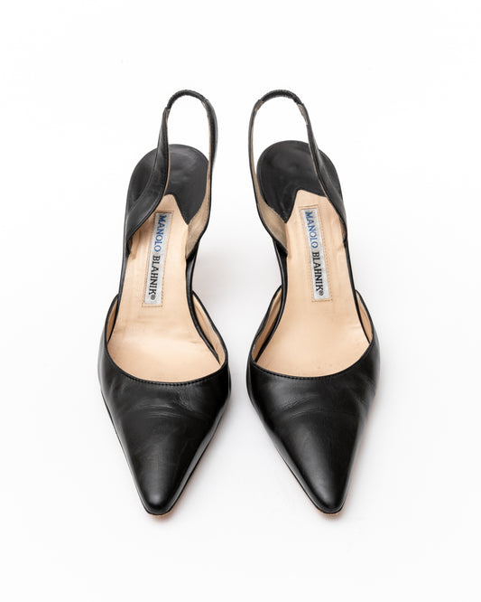 Manolo Blahnik Carolyn Leather Slingbacks (38)