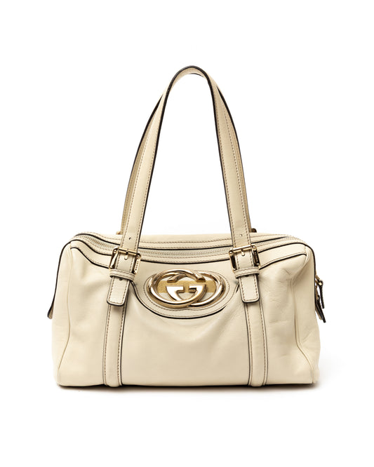 Gucci G Leather Boston Bag
