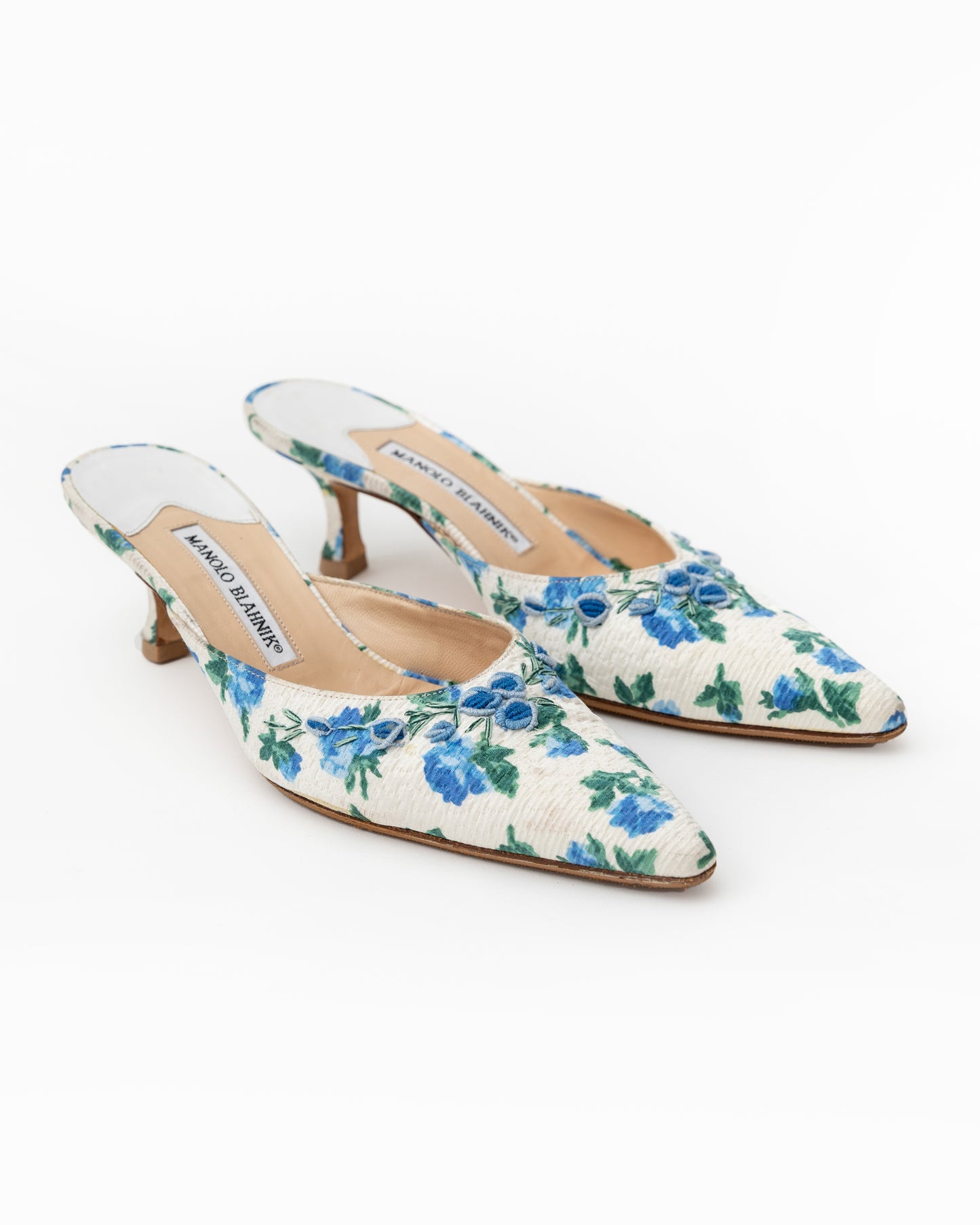 Manolo Blahnik Floral Mules (37.5)