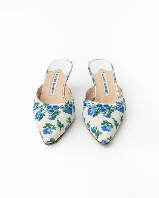 Manolo Blahnik Floral Mules (37.5)