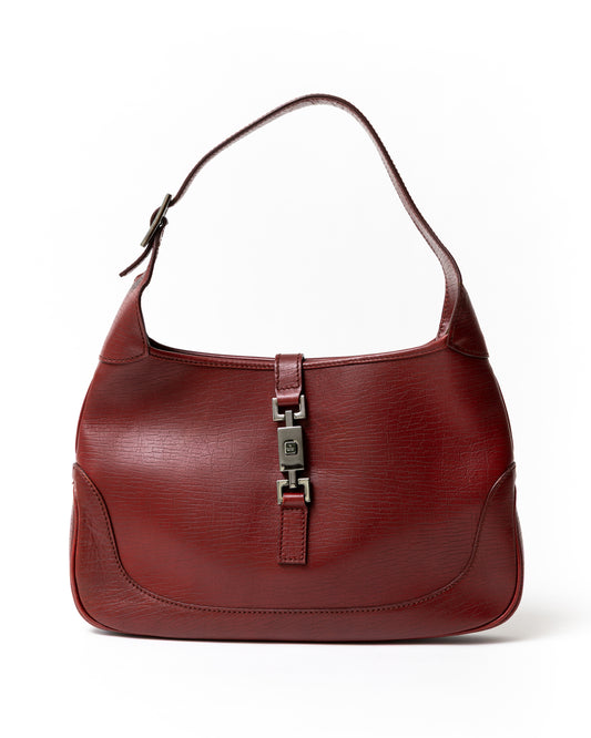 Gucci Leather Jackie Bag in Dark Red/Marroon