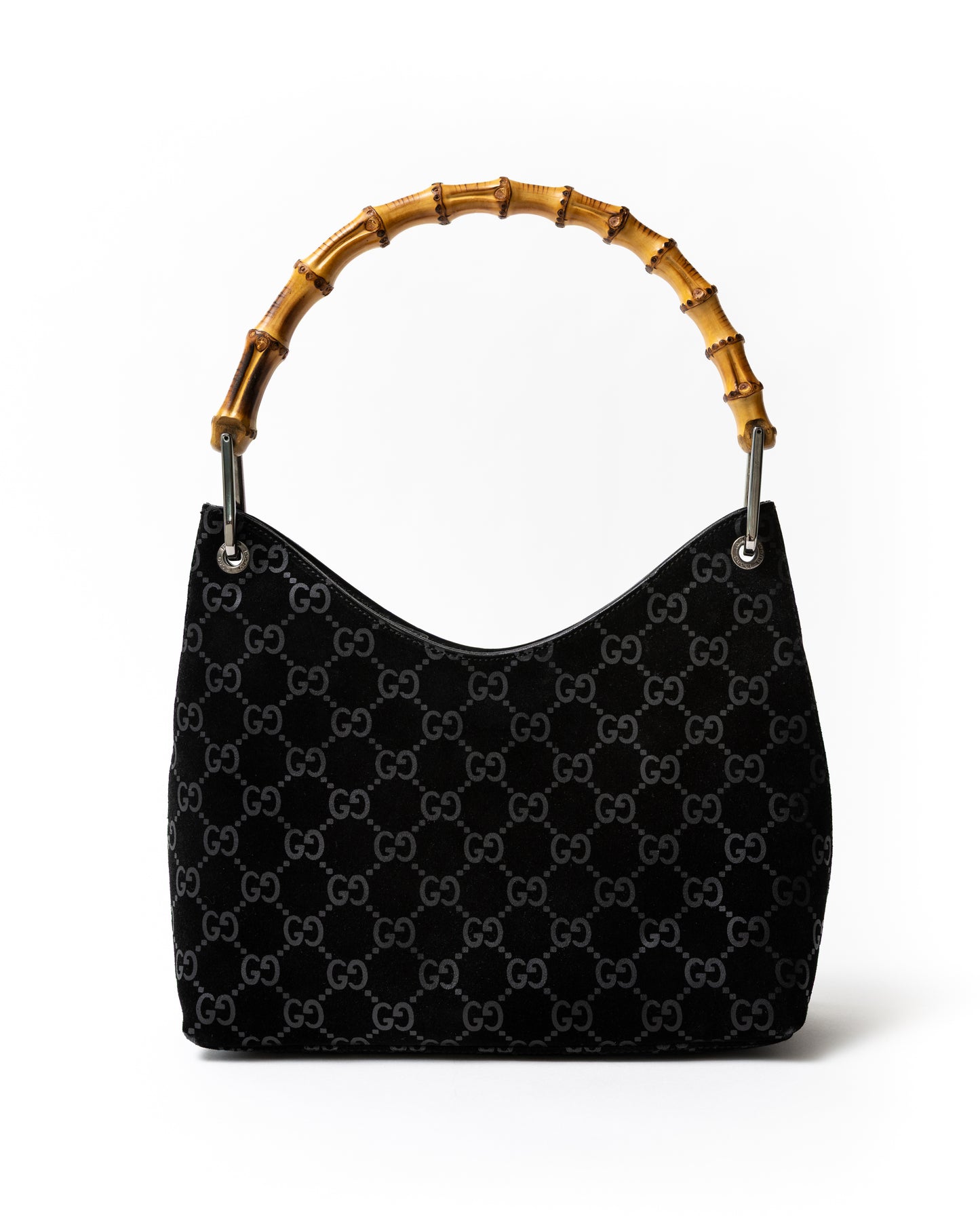 Gucci Suede Bamboo Handle Shoulder Bag