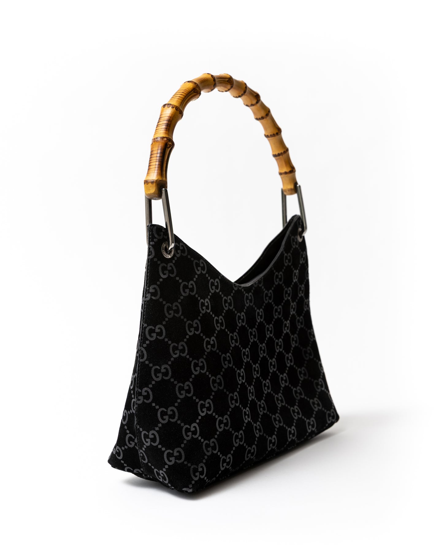 Gucci Suede Bamboo Handle Shoulder Bag