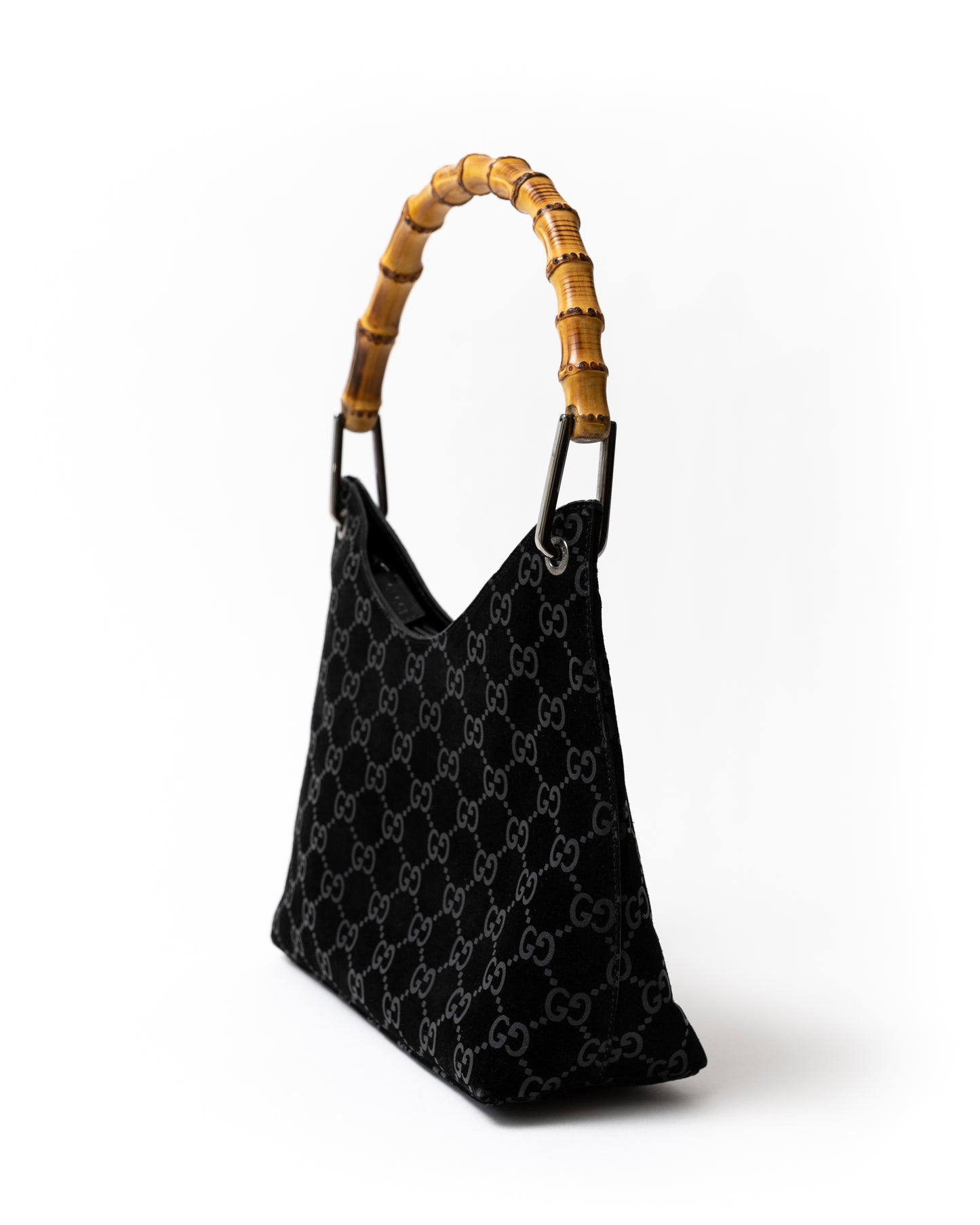 Gucci Suede Bamboo Handle Shoulder Bag