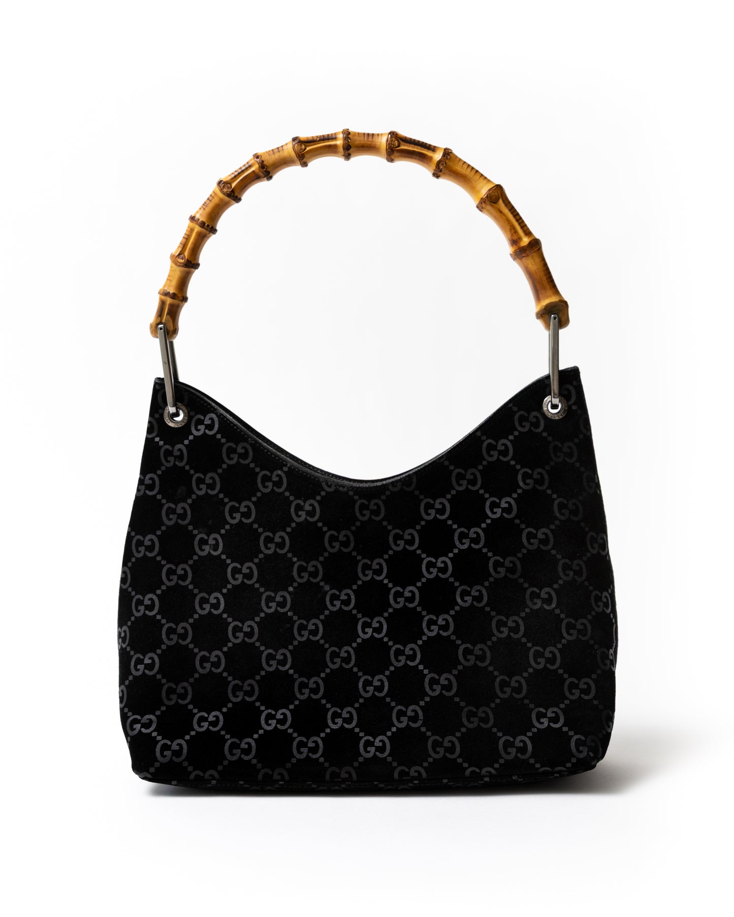 Gucci Suede Bamboo Handle Shoulder Bag