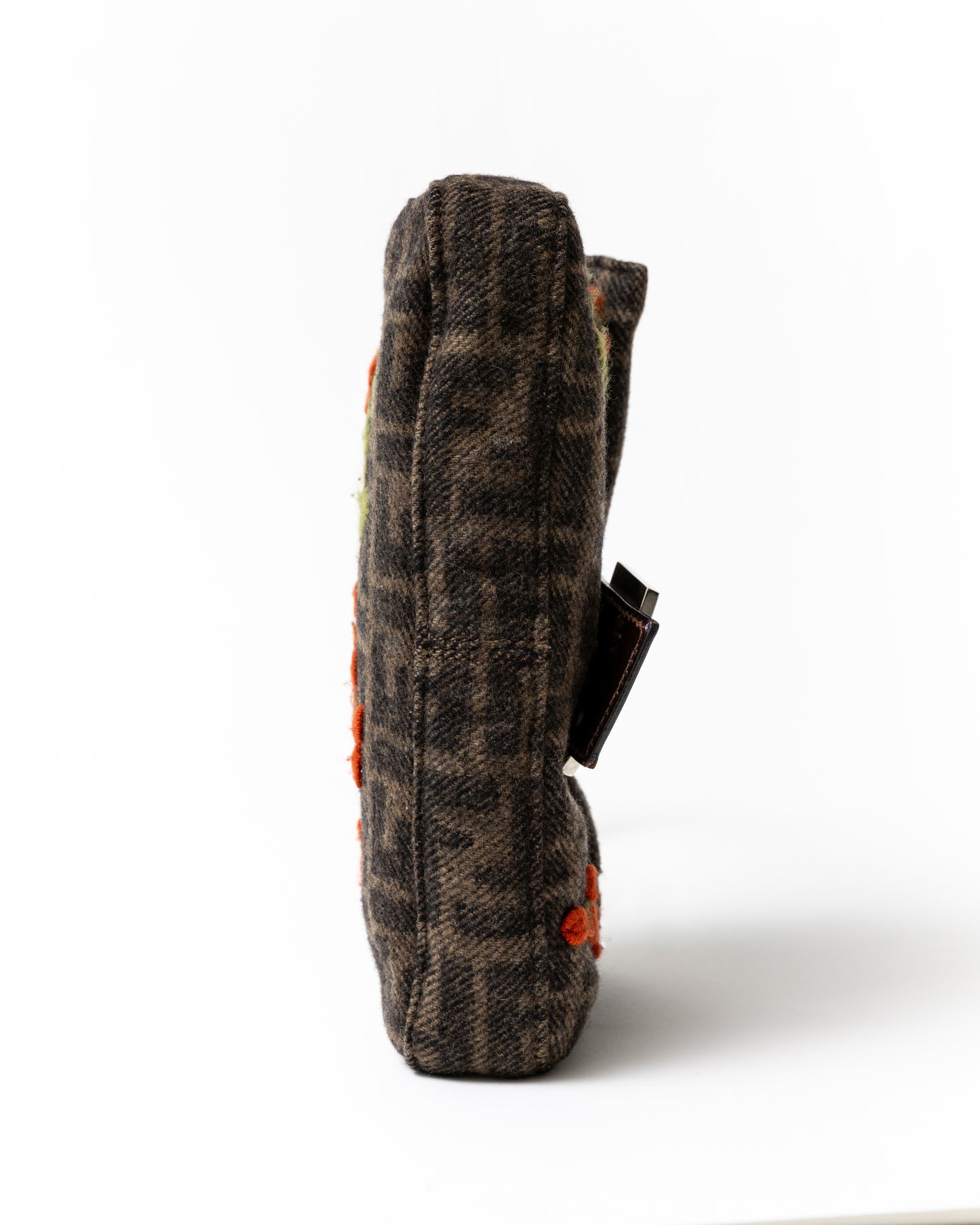 RARE Fendi Zucca Wool Embroidered Baguette