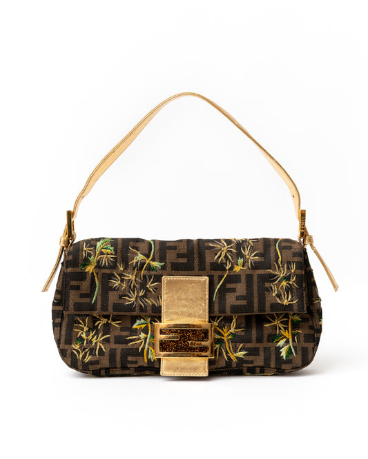 Fendi Embroidered Zucca Baguette