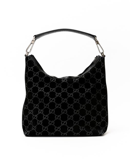 Gucci Suede Monogram Hobo Bag