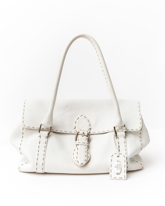Fendi White Selleria Leather Handbag
