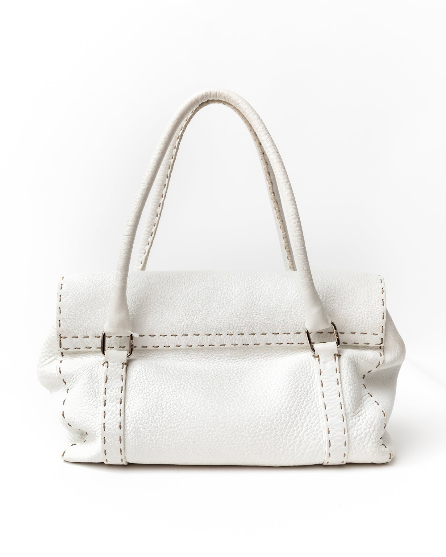 Fendi White Selleria Leather Handbag
